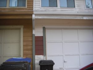 Our house, pre-paint job, showing the new colors. (Thanks, Mom and Don!) Pink. We were ready for a change.