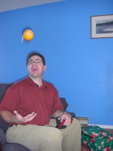Dave tossing his orange.