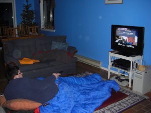 Camping in the living room.