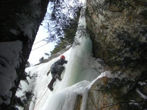 Dave leading an ice climb near Moffat Tunnel.