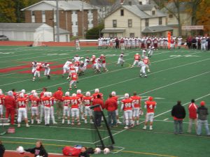 Thw Wittenberg Tigers take a bite out of the Carnegie Mellon Tartans on a chiily Saturday afternoon