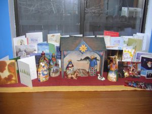 Our nativity set at home in Colorado surrounded by some early Christmas cards. Well have a bunch more by the time we return!