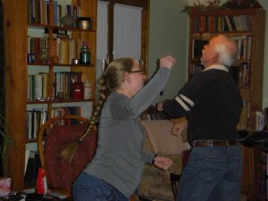 Jess and Chris "exercising" to Ada Jenkowitz's <em>Basic Training</em>