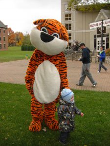 Alexander with the Wittenberg Tiger mascot at homecoming earlier this year