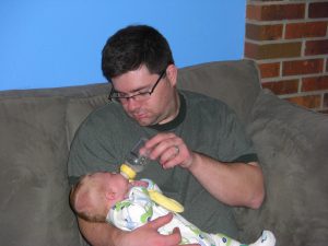 Dave feeding Phoebe.