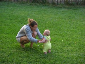 Aunt Erin and Phoebe play in the back yard.