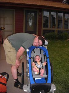 Phoebe's first ride in the Chariot.