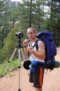 Here's Matt with his massive traing weight, er, tripod. He'd look like this most of weekend.