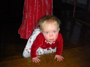 Climbing a set of two steps.