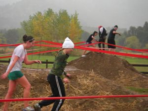 Jass and Karen making it through the dirt jumps. No style points for this duo!