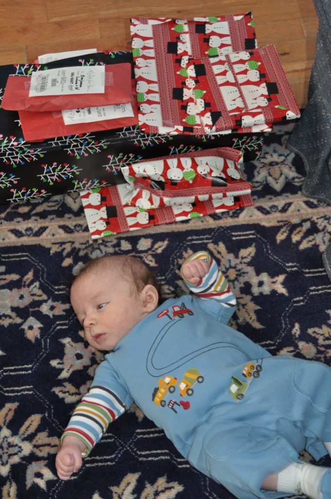 Look how excited Benjamin is with all of his presents!