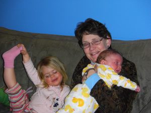 Grandma with the two munchkins.