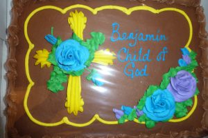 Baptism cake at church.