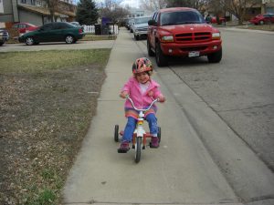 Riding to the playground.