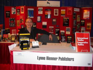 Jess at the Lynne Rienner Publishers booth at the International Studies Association conference.