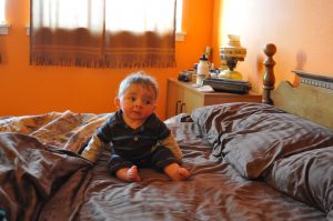 Practicing his sitting!