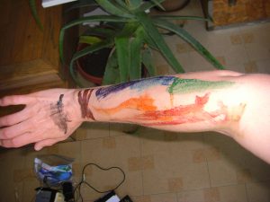 Phoebe gave me a watercolor tattoo of the sunset.