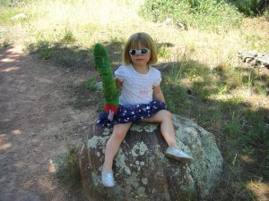 Sitting on a rock with some lichen.