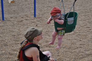 Benjamin's first swing ride.