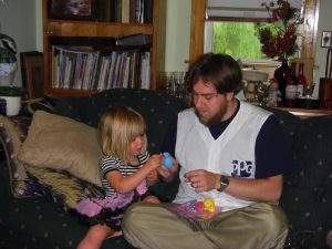 Figuring out the Easter toys with Uncle N.