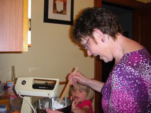 Making whipped cream with Grandma.