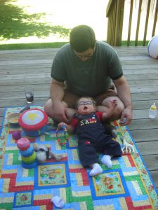 Hanging out with Daddy before the party.