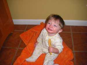 Right after his first haircut.