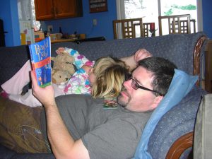 Snuggling in for some Roald Dahl.