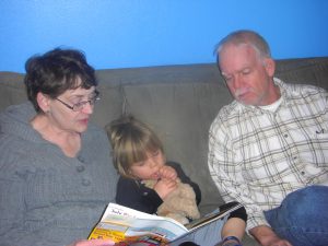 There's always time for a book with the grandparents.