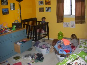 The kids' bedroom before an intervention.