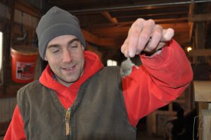 Uncle Matt caught a mouse in the hayloft.
