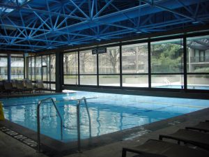 The incredible indoor/outdoor pool at the Sheraton.