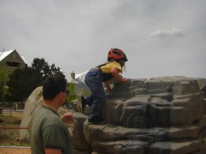 Rock climbing. Handy to have the bike helmet on!