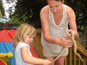 Phoebe touched the snake nice and gently.