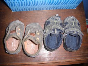 Time to say goodbye to Benjamin's first pairs of shoes, size 2.