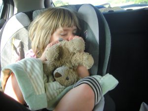 Phoebe asleep on the way to Missouri.
