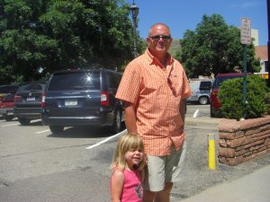 Phoebe and Pappy about to cross the street.