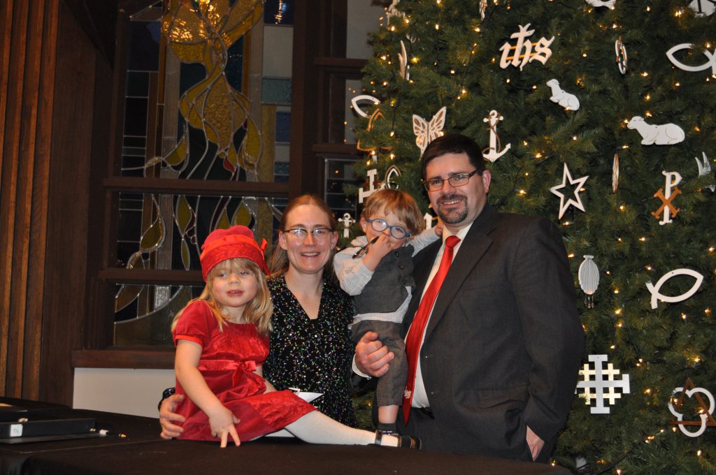 The whole family on Christmas Eve. We were up way past the kiddos' bedtime.