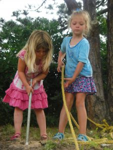 Phoebe and Leah working hard.