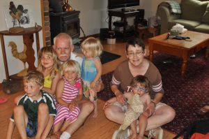 Grandma and Grandpa with the grandkids and honorary grandkids for the day.