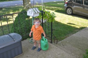 That watering can is half your size!