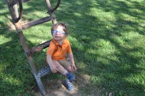 Benjamin loved climbing up and down the ladder.