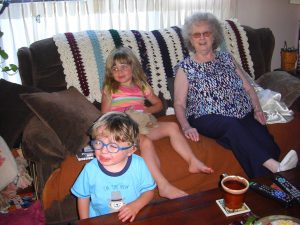 Grandma Hoot with the kids.