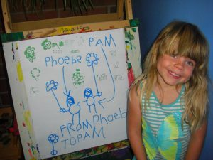 Phoebe drew this amazing picture for our next-door neighbor, Pam.