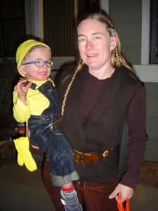 Mommy as Legolas with Benjamin the minion.