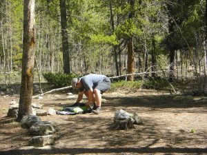 Dave cleaning up the tent.