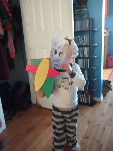 Benjamin made this turkey mask and puppet at daycare. He was really proud of them!